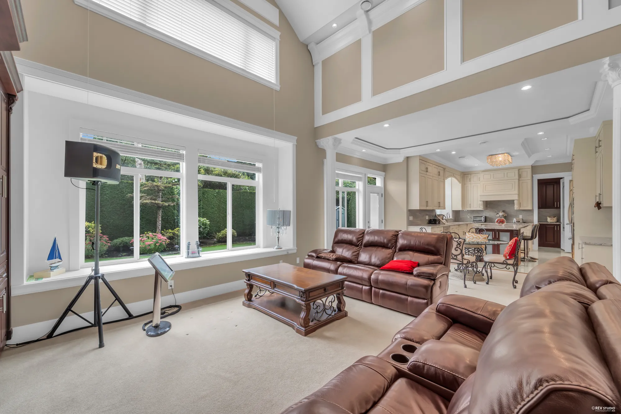 The family room toward the kitchen and the nook